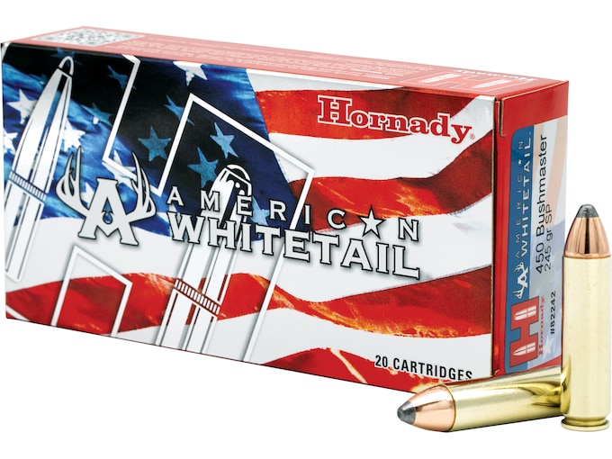Hornady American Whitetail 450 Bushmaster Ammo 245 Grain Hornady Interlock Jacketed Soft Point 500round