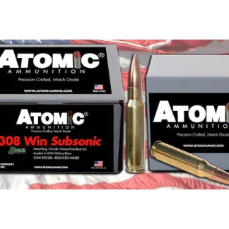 Atomic Ammunition Match Subsonic 308 Winchester Ammo 175 Grain Sierra MatchKing Jacketed Hollow Point Box of 100 Direct