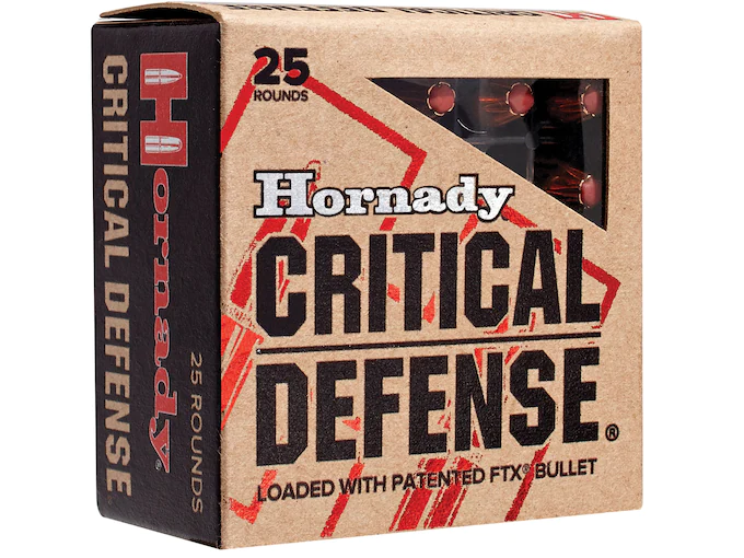 Authentic Hornady Critical Defense 9mm Luger Ammo 115 Grain Hornady FTX Polymer Tip Box of 200 rounds