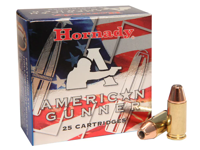 In Stock: Hornady American Gunner 9mm Luger +P Ammo 124 Grain Hornady XTP Jacketed Hollow Point 500 rounds